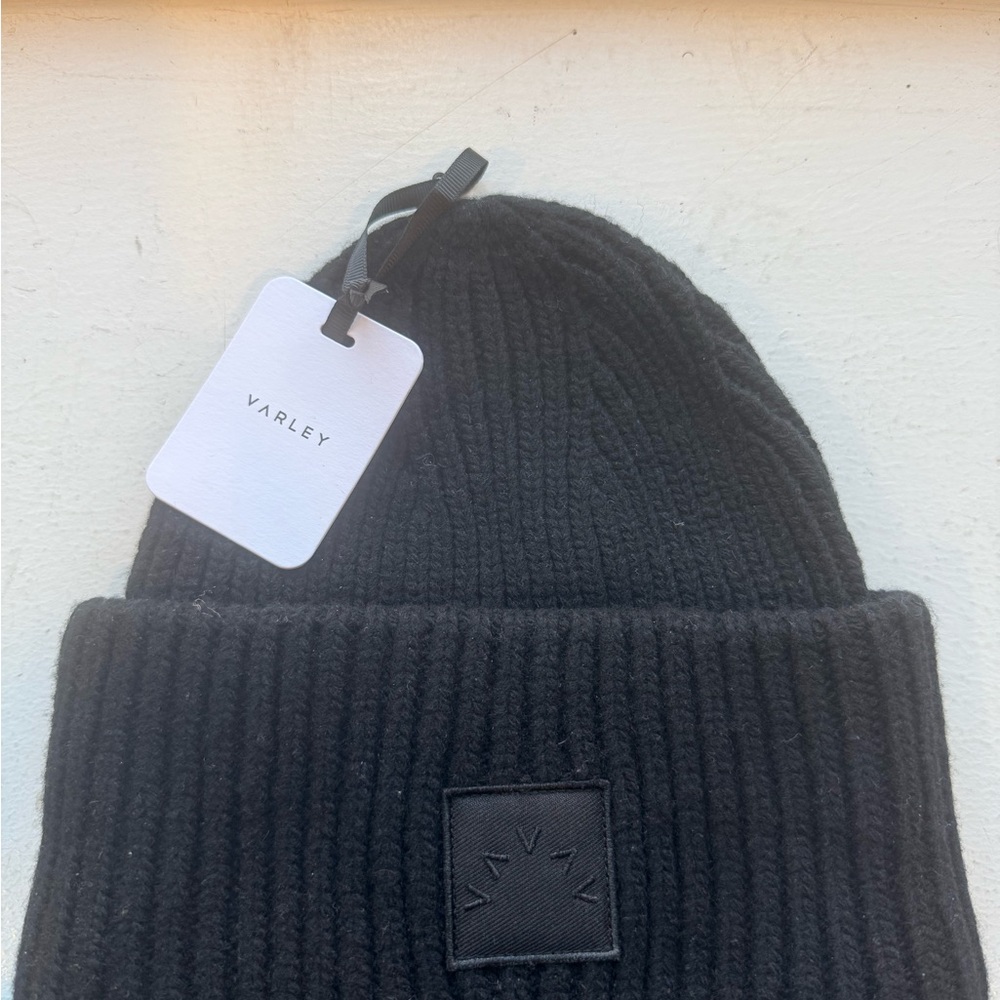 Varley Black Ribbed Beanie